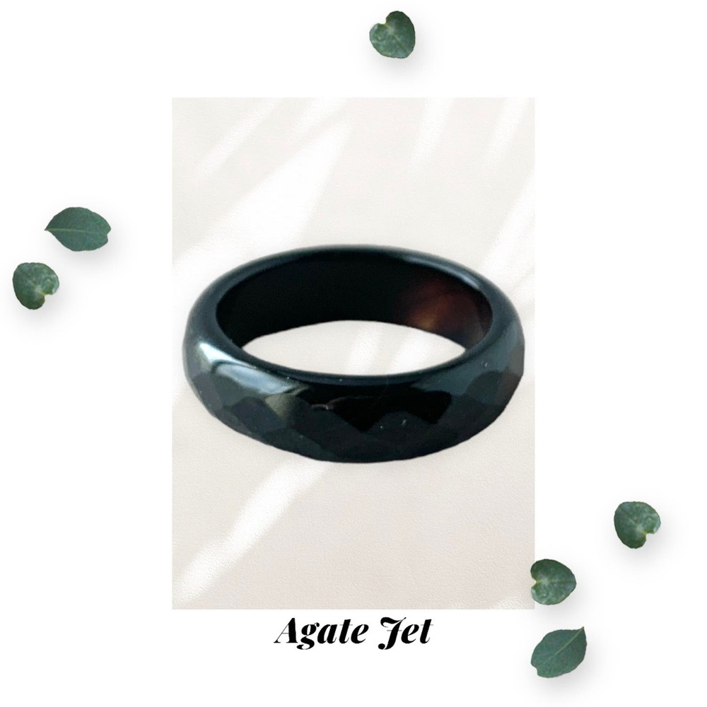 Jet Black - Agate Ring Size 7